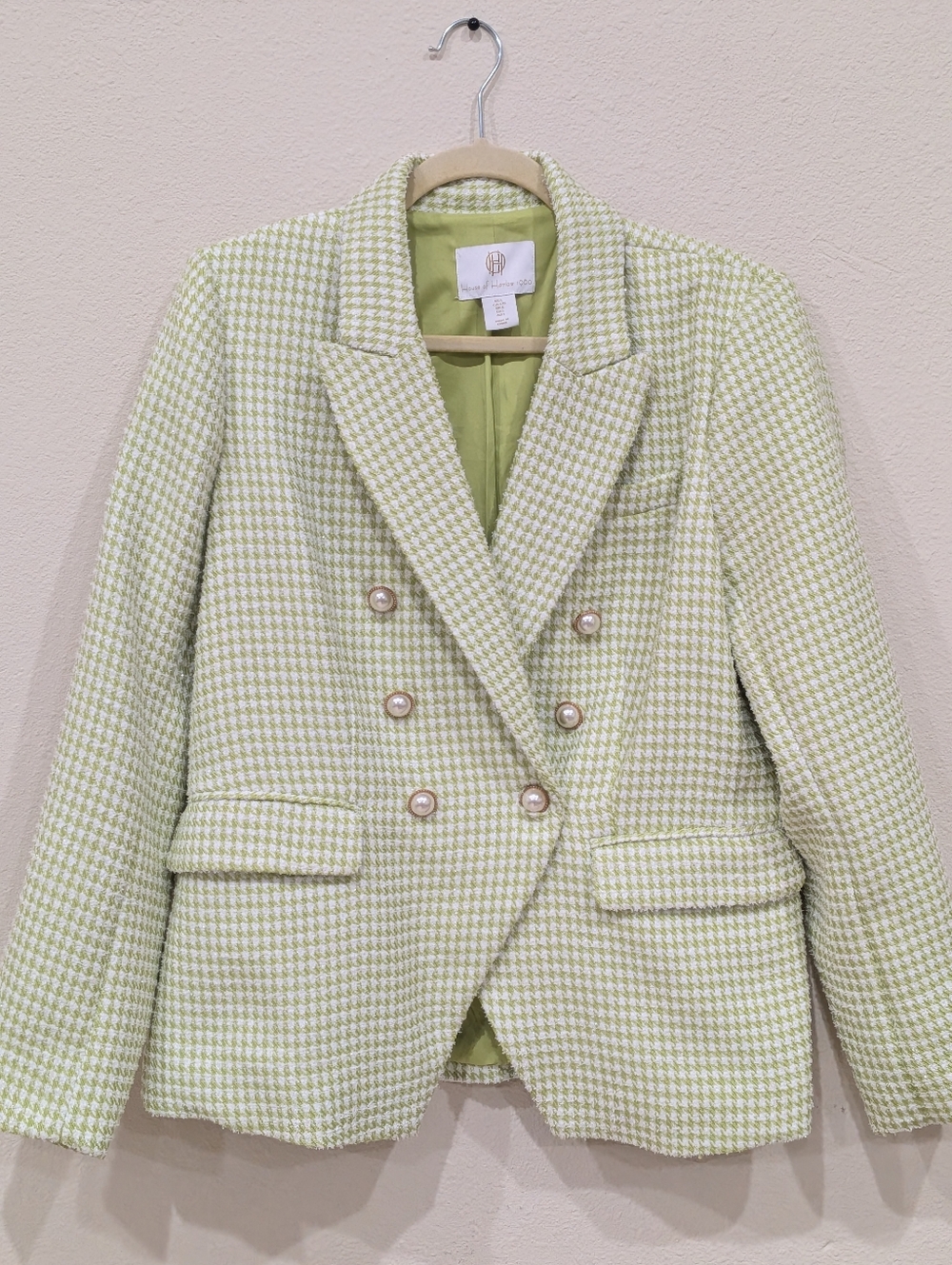 House of Harlow 1960 Lime Green Tweed Blazer Size Large